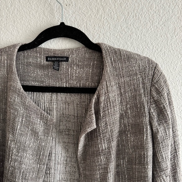 Eileen Fisher Smoke Gray Longline Jacket/Duster Tencel Organic Cotton - Picture 2 of 8